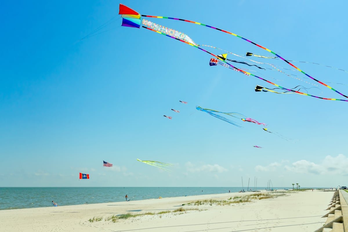 Kites flying in Long Beach, MS